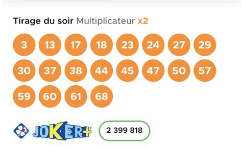 résultat joker+ du jour.